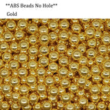 Gold ABS Pearl Bead No Hole Craft Loose Spacer Bead Assortment Plastic