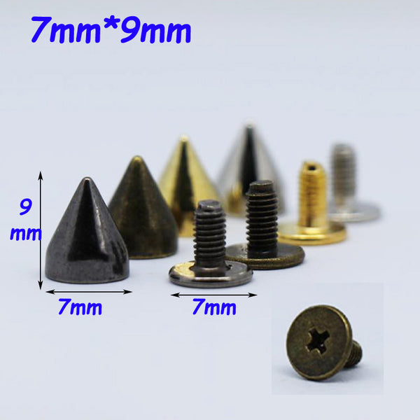 NEW, Screw on Spikes, 10mm Black Spiked Studs, Cone Spikes