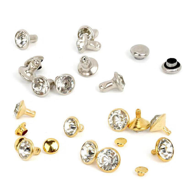 Crystal Rhinestone Rivets For Leather Double Cap Rivets Leather