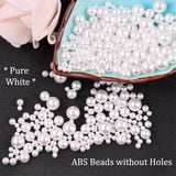 ABS Pearl Beads No Hole Crafts Loose Spacer Bead Assortment Plastic