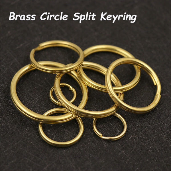 C5206 2-1/4 Natural Brass, Oval Key Ring w/ Spring, Solid Brass-LL 