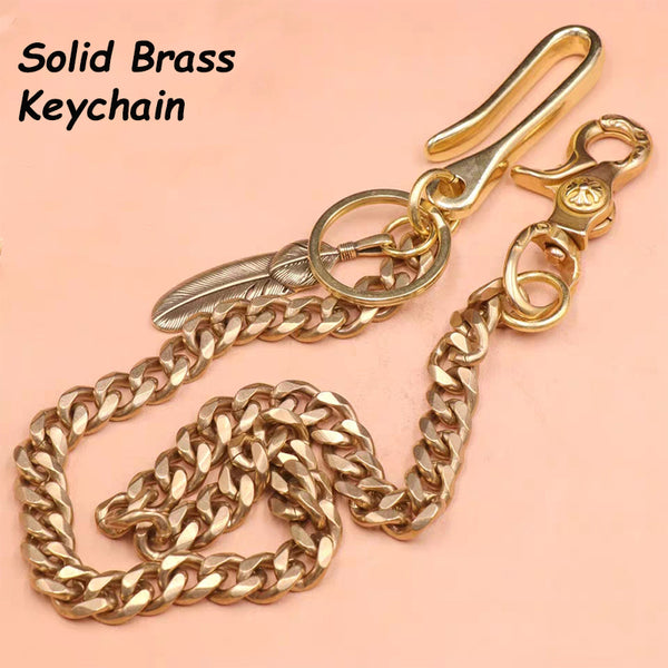Solid Keychain Brass Keychain For Leather Wallet Men's Wallet Protection Snap Clasps ...