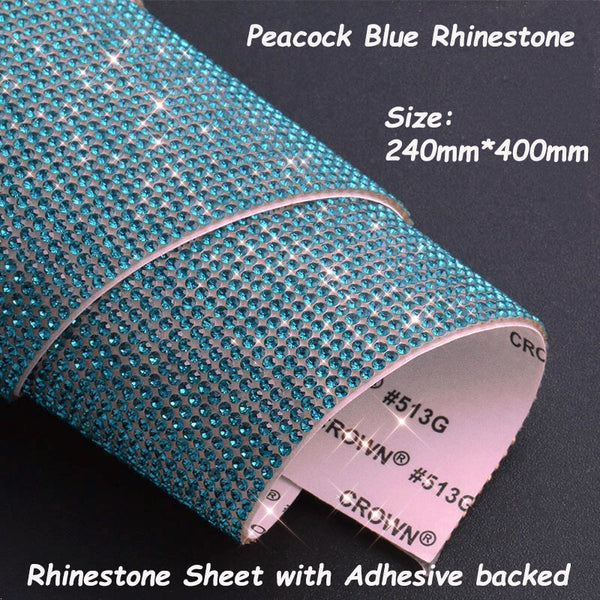 Rhinestone Sheet W Adhesive backed--Peacock Blue Rhinestone