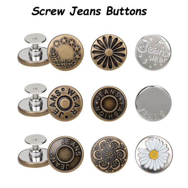 Screw Jeans Button Replacement Jean Buttons Metal Button Kit with Stud –  SnapS Tools