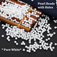 100 PCS ABS Pearl Beads with Holes Crafts Loose Spacer Bead Assortment