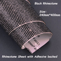 Rhinestone Sheet W Adhesive backed--Black Rhinestone