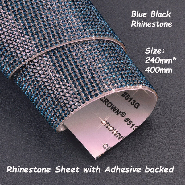 Rhinestone Sheet W Adhesive backed--Blue Black Rhinestone