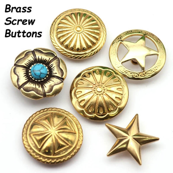 Brass Screw Buttons Leathercraft Screw Rivet Leather Decoration Concho