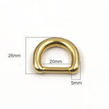 Solid Brass Seamless-D-Rings for Straps Bag Purse Belting Leathercraft