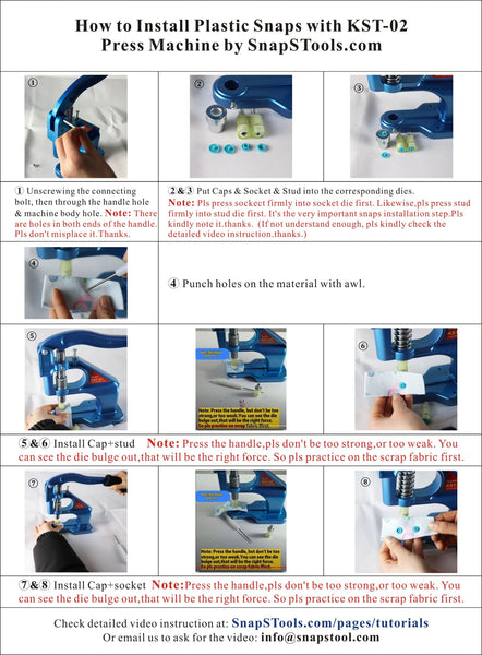 KAM Snap Fasteners Kit KAM Tool Button Press snap Button Press Machine ...