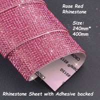 Rhinestone Sheet W Adhesive backed--Rose Red Rhinestone