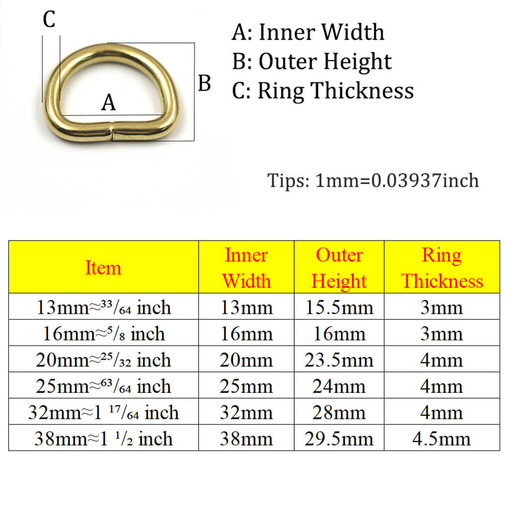 Solid Brass Split D Rings for Straps Bags Purse Belting Leather D Ring ...
