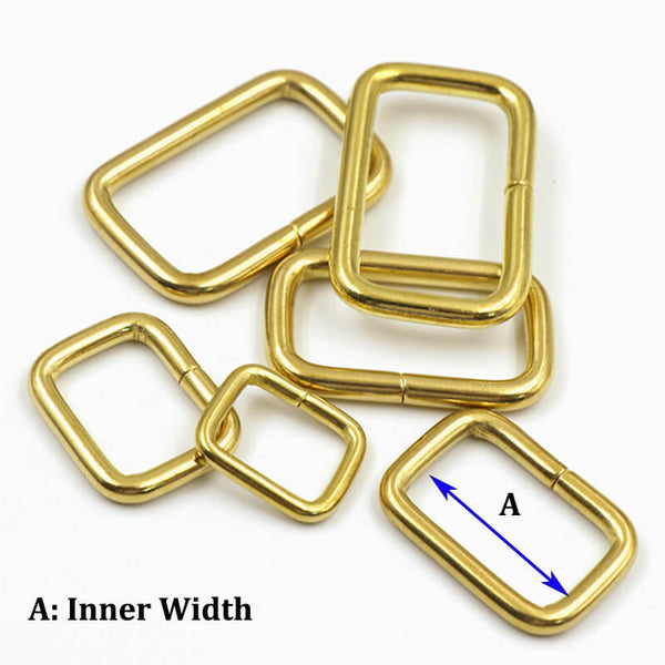 Solid Brass Split Rectangle Buckle Ring for Straps Bags Purse Belting
