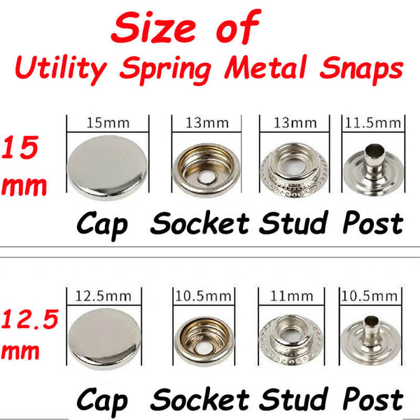 Utility Spring Metal Snaps Dies Sets12.5mm,15mmsnap Button Mould Heavy Duty Snap  Button Kit Metal Snap Button Snap Fasteners Button Mold 