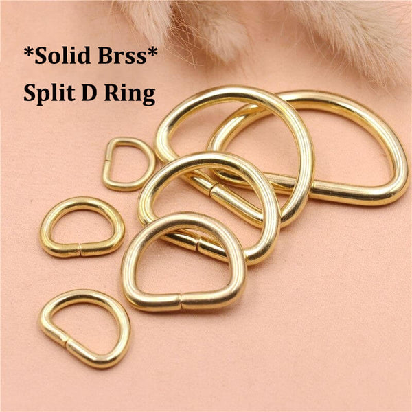 Solid Brass Split D Rings for Straps Bags Purse Belting Leather D Ring